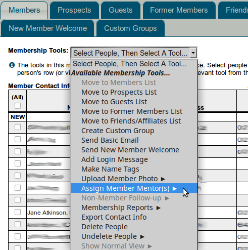 Accessing mentor area