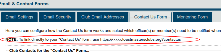 Linking to Contact Us form