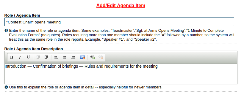 role definition with asterisks