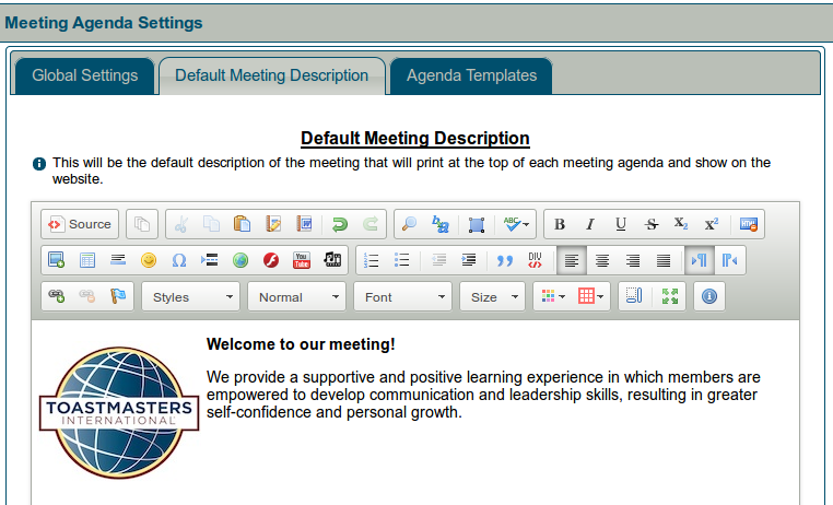 Default meeting description