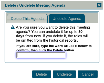 Deleting an agenda