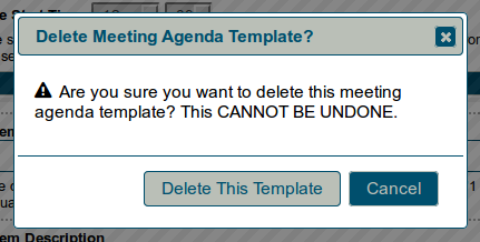 Confirm template deletion