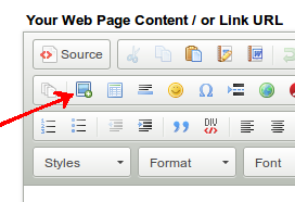 Image insertion and editing icon in toolbar