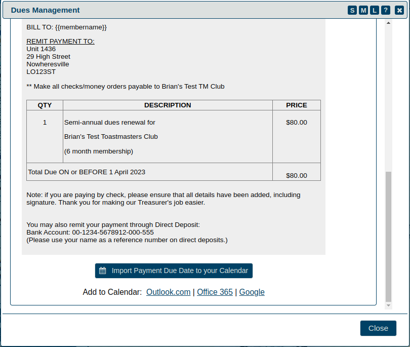 Preview of invoice part II