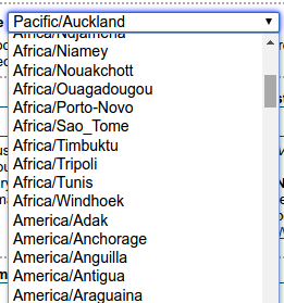 Timezone selector
