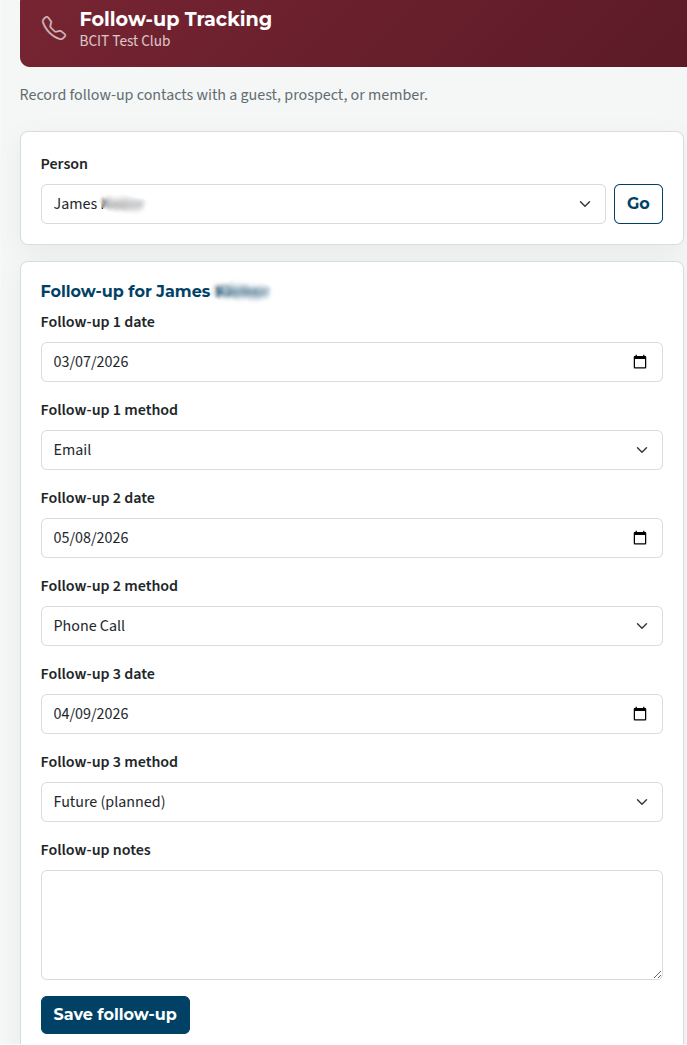 Follow-up details