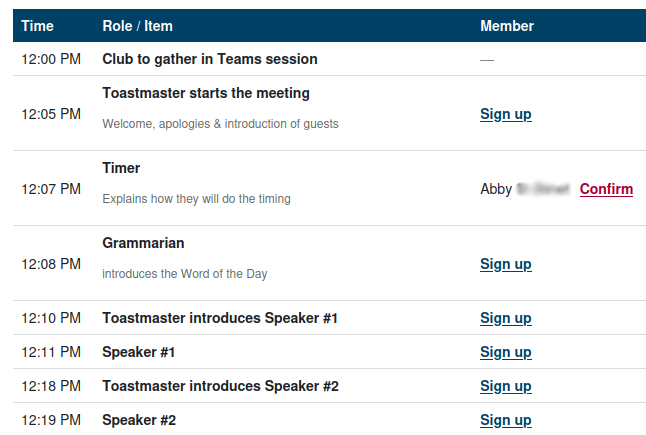 emailed agenda with links