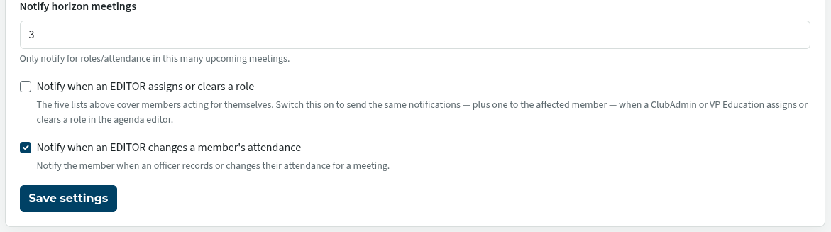 notifications when officer or admin edits agenda