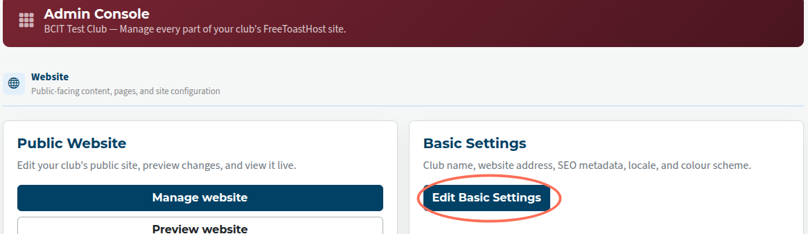 basic settings button