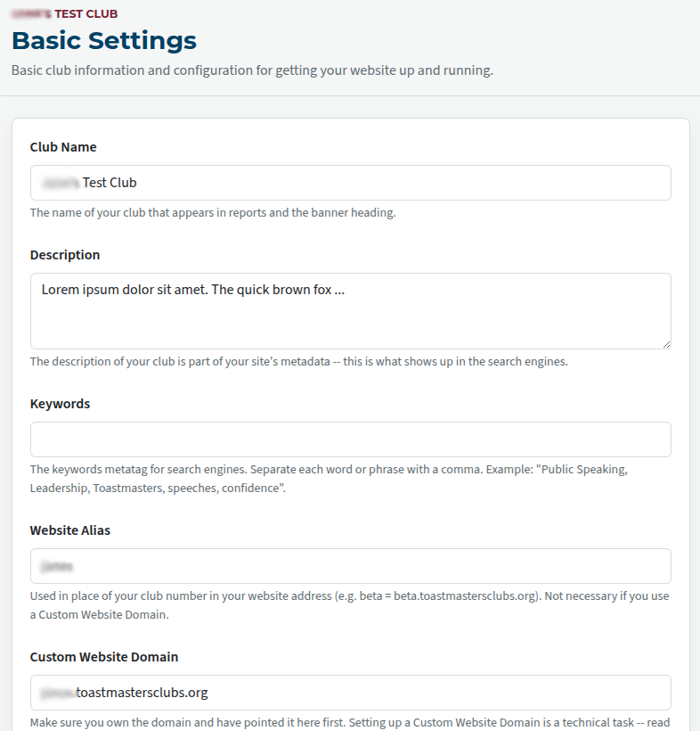 top part of basic settings