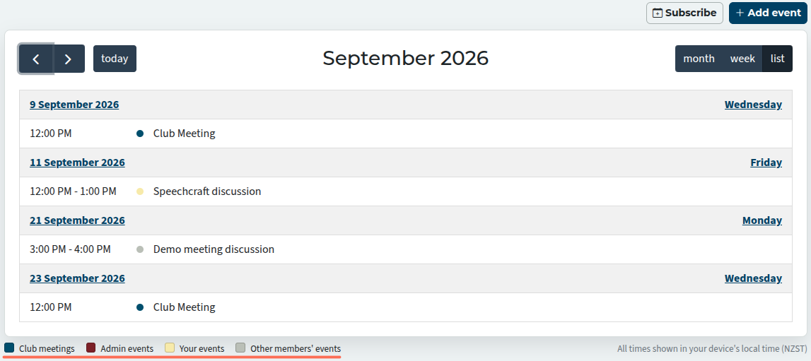 calendar list view