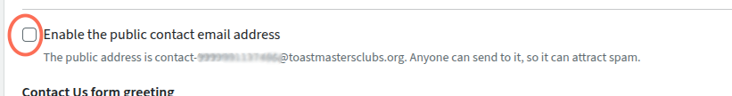Enable public contact email address