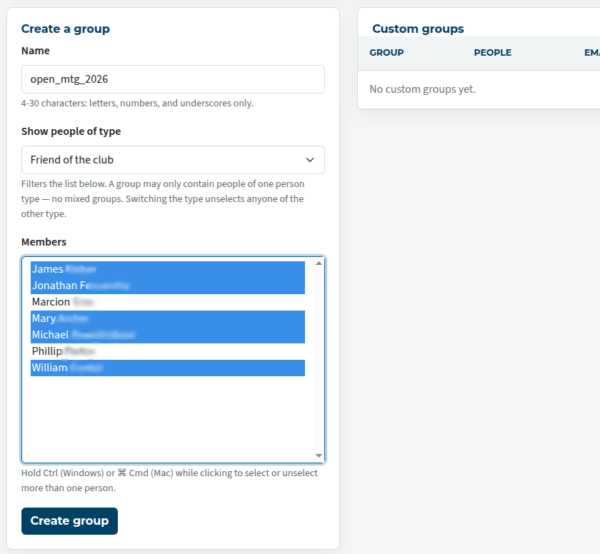 creating a custom group