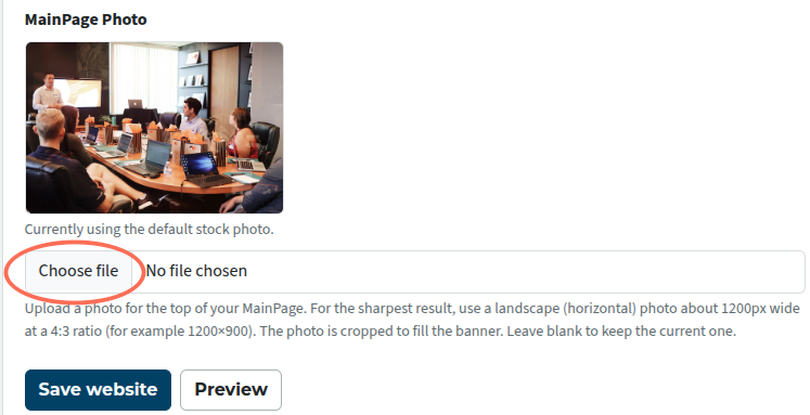 insert photo for main page