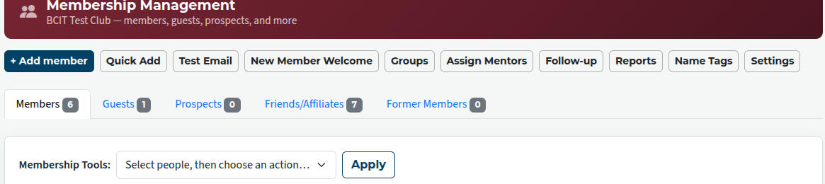 Membership management controls