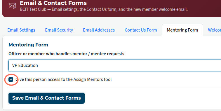 mentor management form