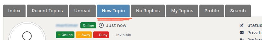 new forum topic tab