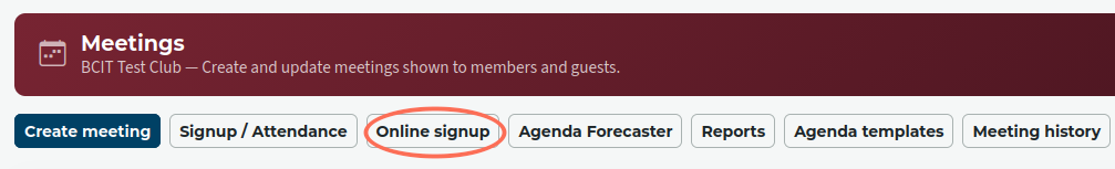 online signup button