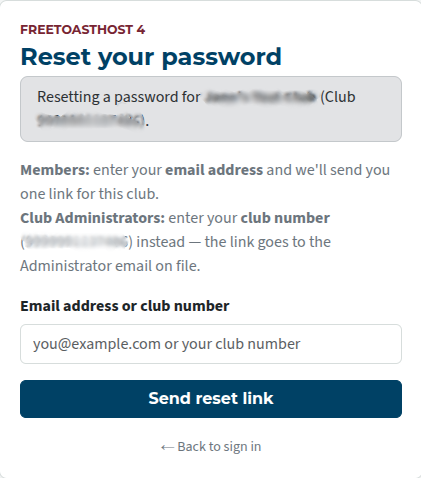 reset password