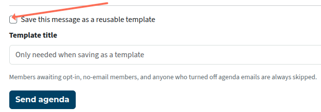 save agenda email template