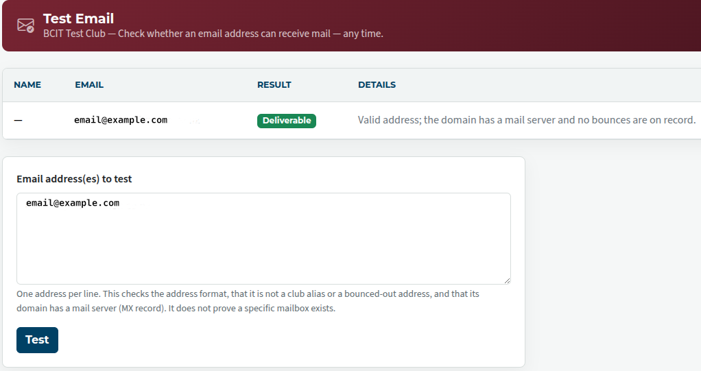 Test email address