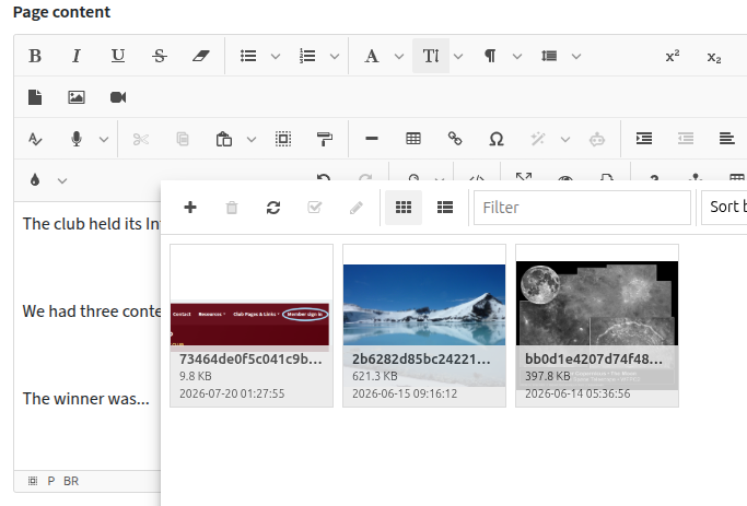 list of uploaded images