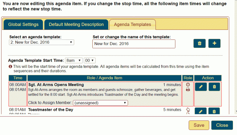 Creating An Agenda Template from support.toastmastersclubs.org